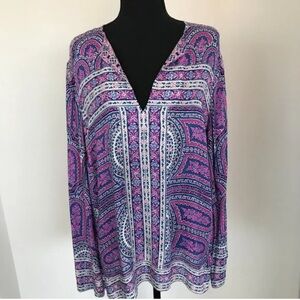 BCBGMaxAzria Haida Long Sleeve Print Top